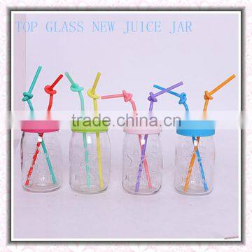 HOT SELLING 550ml Glass Juice Bottle With Straw photo-5
