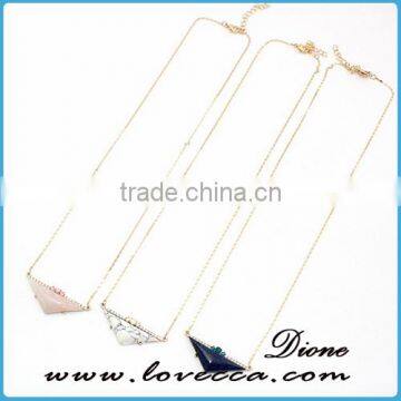 Cheap Raw Turquoise Gold Necklace Triangle Gemstone Pendant Necklace photo-4