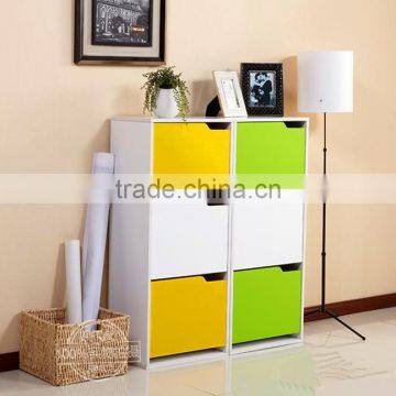 Colorful Entrance Wooden Tall Shoe Cabinet photo-3