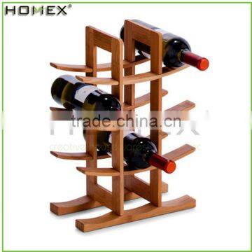 Bamboo funny wine bottle holder/ countertop wine display holder Homex-BSCI