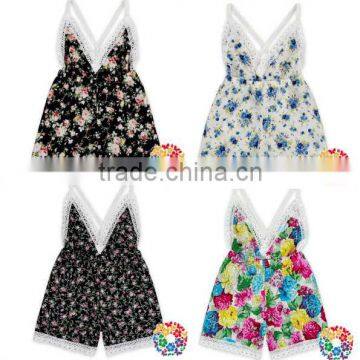 Newborn Baby Girls Sleeveless Backless Floral Romper