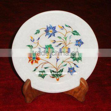 Marble Inlay Plate Semi Precious Stone Inlaid Plate