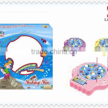 plastic B/O musical fishing game with 15 small fish for kids