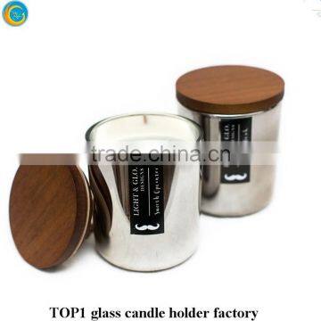 Custom Electroplate Rose Gold Candle Jar With Lid Glass Candle Cup photo-6