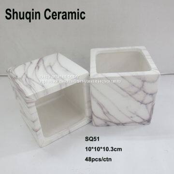 Marble Flower Pot Square Flower Pot Succlents Flower Pot Ceramics Pot photo-3