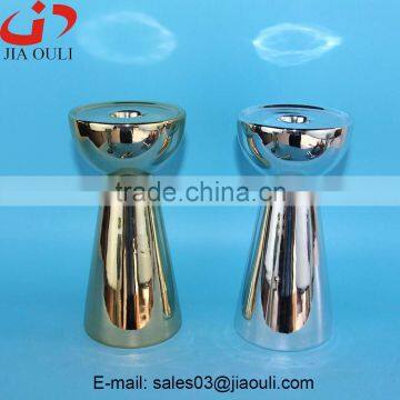 Good Sales Weddings Decoration Ceramic Plating Gold Candle Stand photo-4