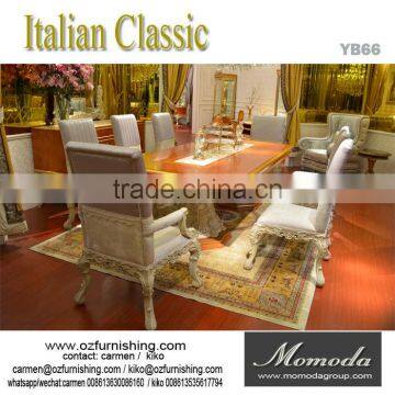 YB66 3.6Meter Luxury Italian Palace Long Dining Table with Golden Dining Chairs