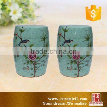 Painted Sky Blue Ceramic Garden Stool photo-3