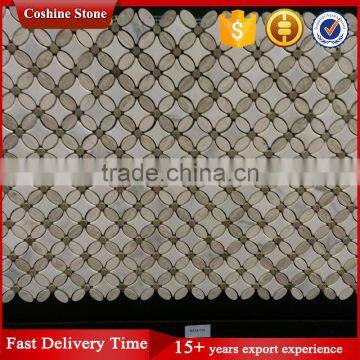 Popular natural white grey marble stone mosaic arabesque pattern