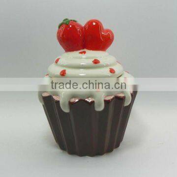 Hot sale round chocolate DeHua ceramic cupcake cookie jar