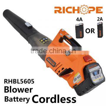 58V cordless battery leaf blower with 4A and 2A battery