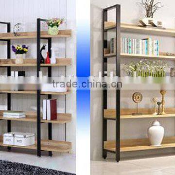 Display Wooden Side Steel Bookshelf,Household Steel - Wood Combination Bookcase photo-4