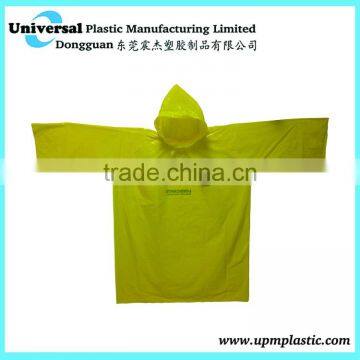 yellow transparent disposable raincoat for sport events