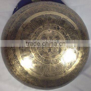 High Quality Chakra and Prayer Mantra Carved Himalayan 7 Metal Healing Singing Bowl photo-5