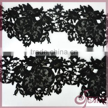 Black floral guipure lace trimming