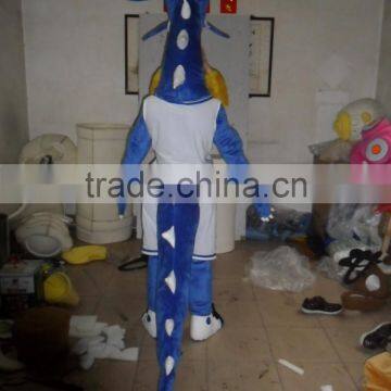 Customized Polyfoam Adult Wearing Blue Fire Dragon Mascot Costume