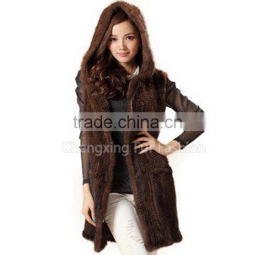 CX-G-B-147A Real Fur Knitted Women Mink Fur Vest