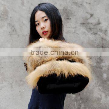 CX-H-33 Genuine Red Fox Fur & Mink Fur Hand Bags