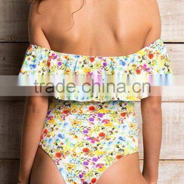 Ladies Fashion Big Ruffle Without Strap One-piece Swimwear photo-3