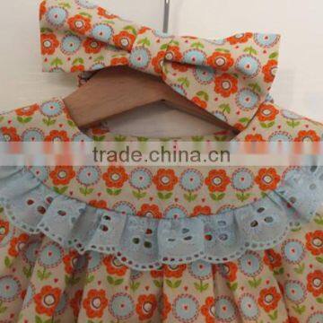 Latest Fashion Spanish Floral Boutique Clothes Two Pieces Baby Ruffle Gift Set photo-2