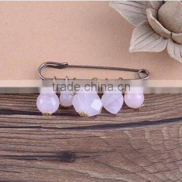 diy mix shape rose quartz charms brooch handmade lucky rose quartz charms safety pins for couple love 2017