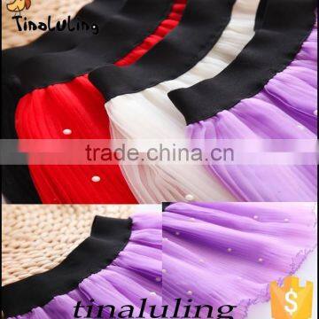 2015 Fashion Girls Short Mini Skirts With Pearl Kids Chiffon Tutu Children Dancewear photo-2