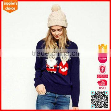 New fashion long sleeves knit pattern funny christmas sweaters women