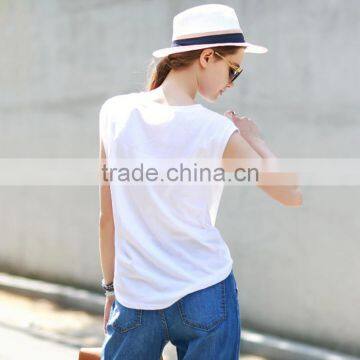 Wholesale OEM Blank T Shirt High Quality Sleeveless Cotton Women T Shirt Printing photo-5