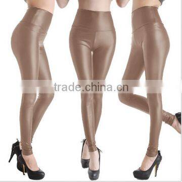EY0042L 2015 New Autumn and Winter Leather Women PU High Waist High Elastic Leggings photo-5