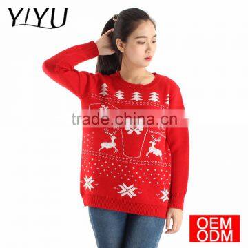 Custom Winter Casual Ladies Merry Jacquard Knitted Pattern Sweater for Christmas photo-3