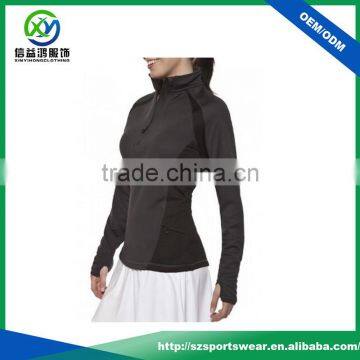 OEM 90% Polyester 10%Spandex Perfect Fit Dark Brown Women 1/4 Zip Pullover photo-2