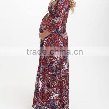 Latest Maternity Dresses With PinkBlush Fuchsia Floral Maternity Maxi Dress Fashion Women Wear WD80817-26 photo-4