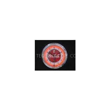 Beautiful Round Yellow / Red Neon Wall Clock With Custom Logos