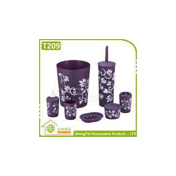 6 Pcs Plastic Flower Pattern Bathroom Set Modern