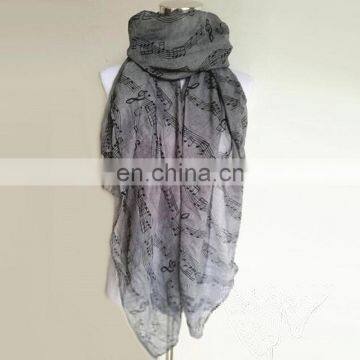 8 Colors Fashion New Design Musicl Note Print Women's Voile Scarf