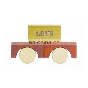 High Quality Preschool Montessori Toys Solid Wooden Car Block Set With Hot Selling