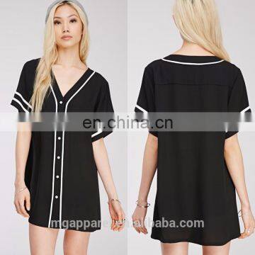 Wholesale Black Baseball Shirts Custom Longline Chiffon Baseball Jersey