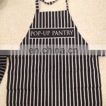 high quality 100% cotton black and white stripes bib/full apron for bar/kitchener/chef