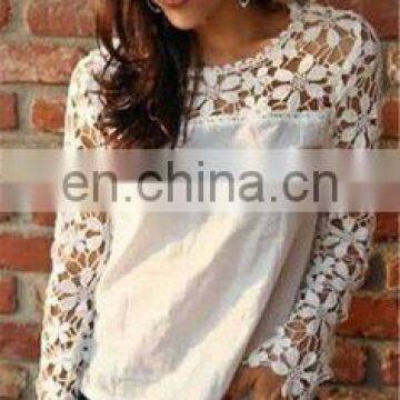 Chinese manufacturer Spain long sleeve lace women blouse and tops