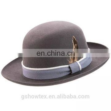 New style wide brim felt wool hat with feather wholesale china