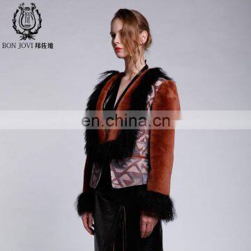 Fashion Sheep Fur & Skin Jacket Mogolian Sheep Fur Trim Sheepskin Fur Coat Hot Sale Ladies Fur Dress photo-3