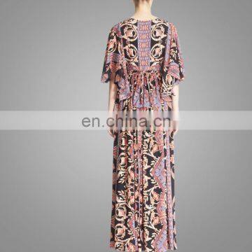 V Neck African Printed Chiffon Maxi Dress 2016 New Style Women Plus Size Dresses photo-2