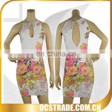 2014 lady's cut out white hot pink cocktail dress wholesale prices