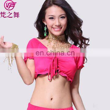 S-3033 High ice silk women short sleeve belly dance wear top costume