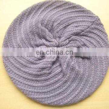 knitted beret hat with gold thread