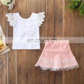Baby Girl Outfit Kids White Tops + Pink Skirt 2pcs Set Summer Boutique Cloth for 1-6T photo-4