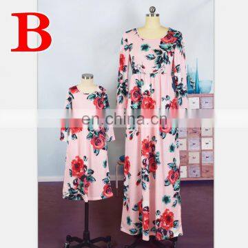 2019 NEW LONG Sleeve FLORAL Mom Daughter Dress Family Matching Outfit (this Link for Girls,1-8years) photo-3