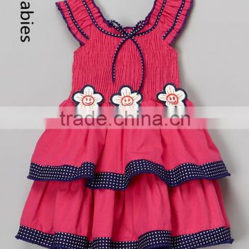 Fancy dresses for baby girl 2016 polka dot hem sleeveless cotton frock dress