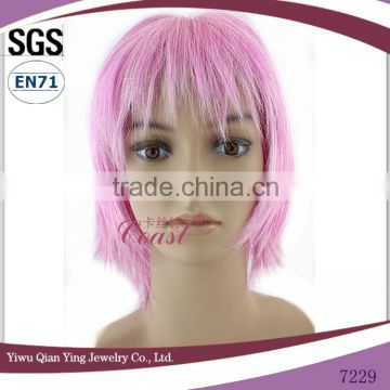 short cute straight high quality synthetic pink cosplay wig