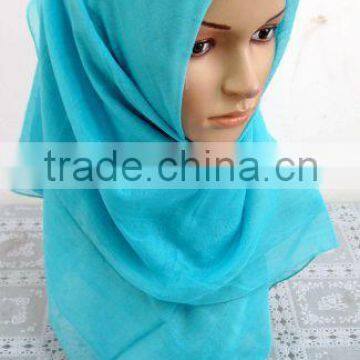 SJ011 New solid color voile plain muslim square scarf